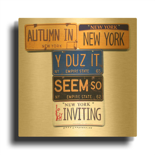 'Autumn In NY' By Gregory Constantine Gold Metal Wall Art