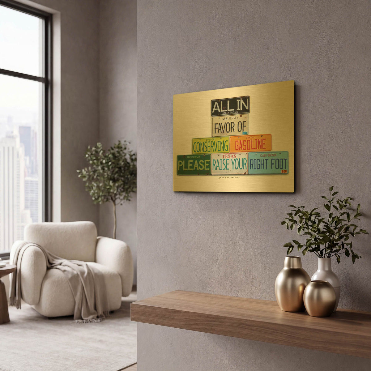 'Your Right Foot' By Gregory Constantine Gold Metal Wall Art