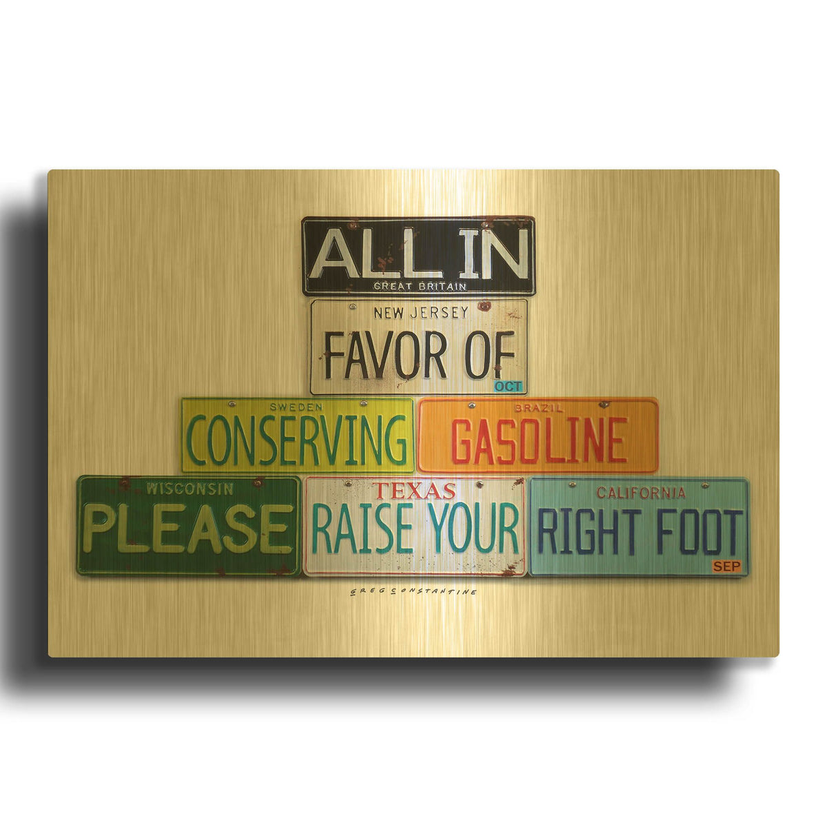 'Your Right Foot' By Gregory Constantine Gold Metal Wall Art