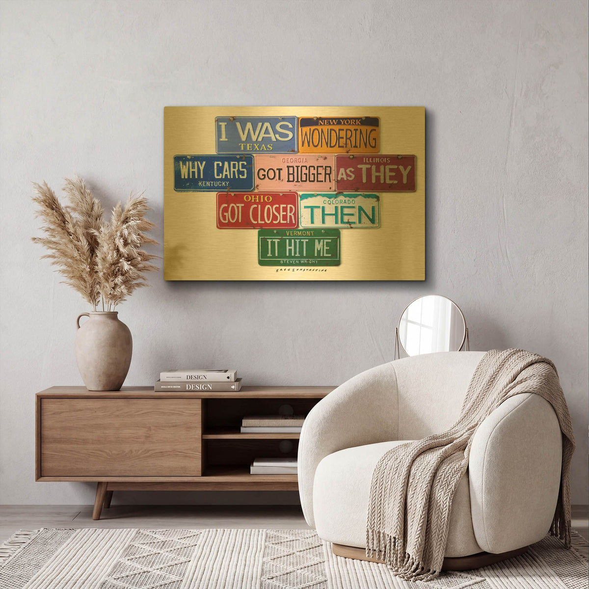 'Wright Cars Got Bigger' By Gregory Constantine Gold Metal Wall Art