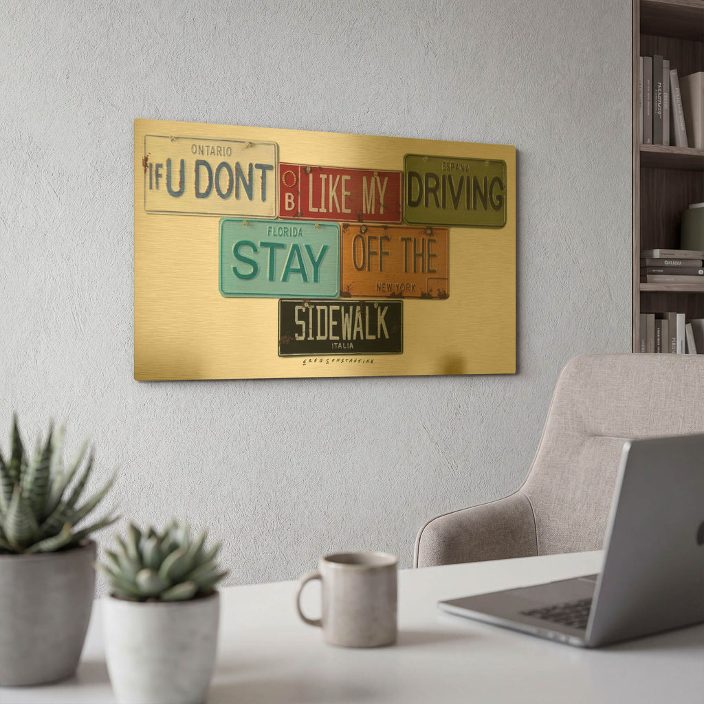 'Stay Off The Sidewalk' By Gregory Constantine Gold Metal Wall Art