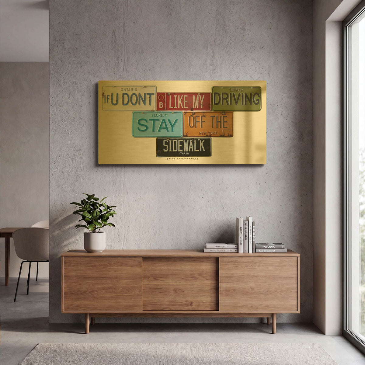 'Stay Off The Sidewalk' By Gregory Constantine Gold Metal Wall Art