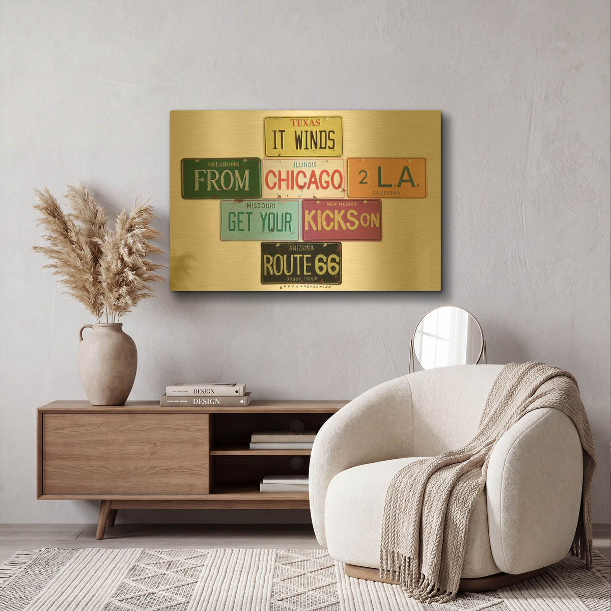 'Route 66' By Gregory Constantine Gold Metal Wall Art