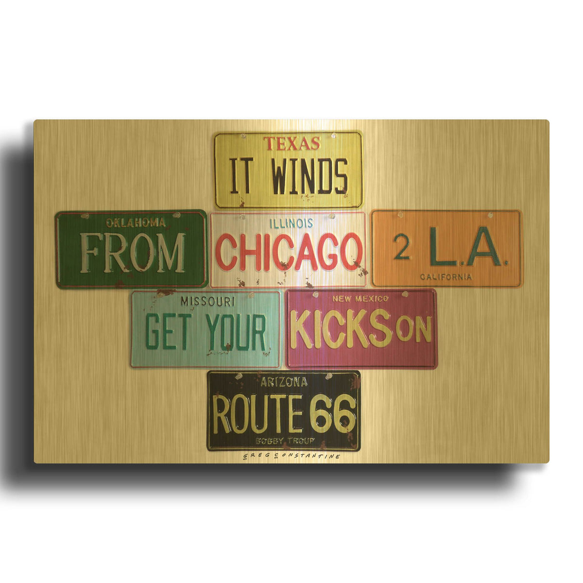 'Route 66' By Gregory Constantine Gold Metal Wall Art