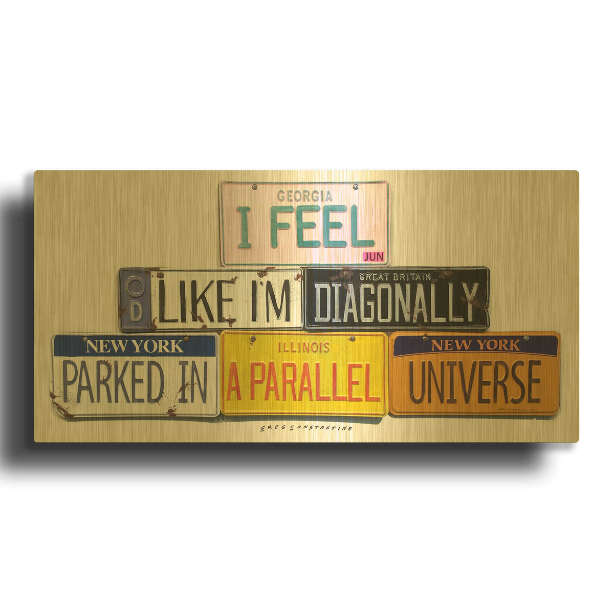 'Parallel Universe' By Gregory Constantine Gold Metal Wall Art