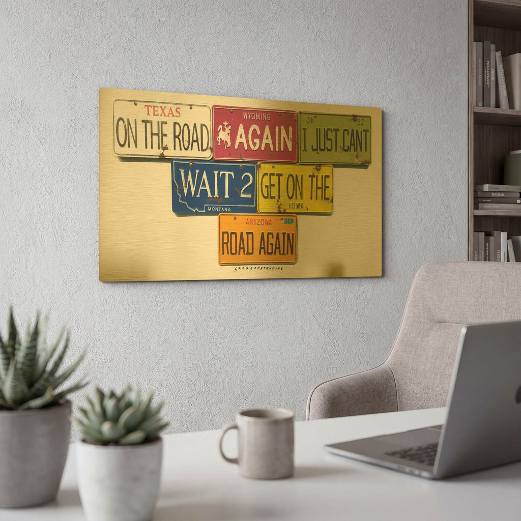 'On The Road Again' By Gregory Constantine Gold Metal Wall Art