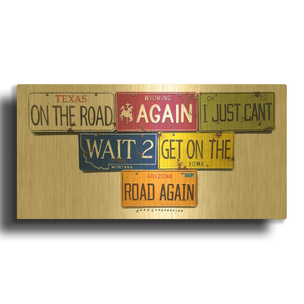 'On The Road Again' By Gregory Constantine Gold Metal Wall Art