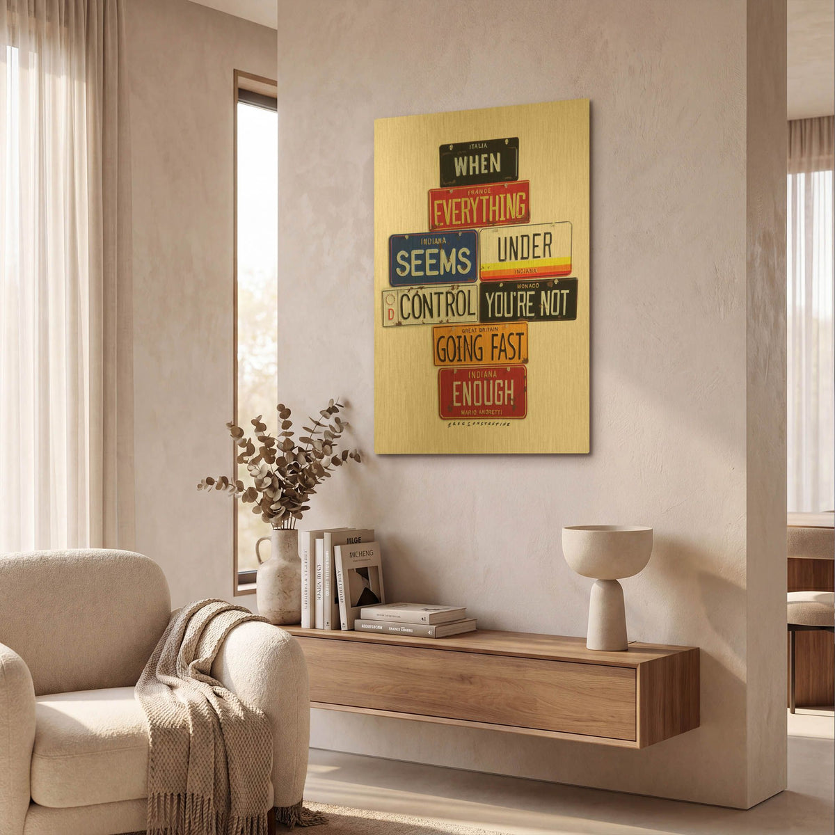 'Not Fast Enough' By Gregory Constantine Gold Metal Wall Art