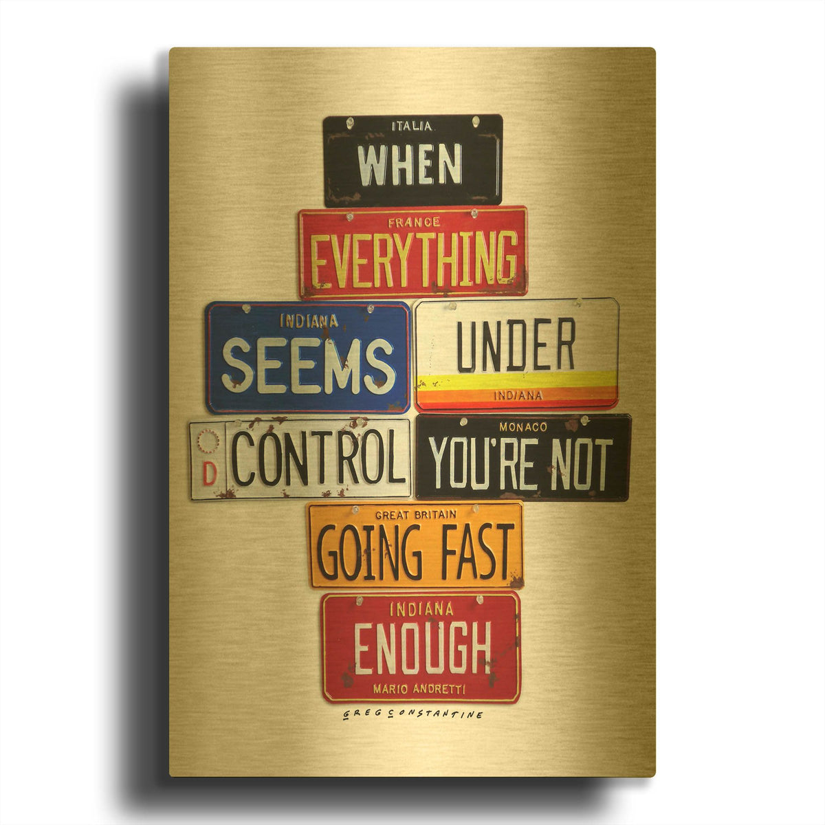 'Not Fast Enough' By Gregory Constantine Gold Metal Wall Art