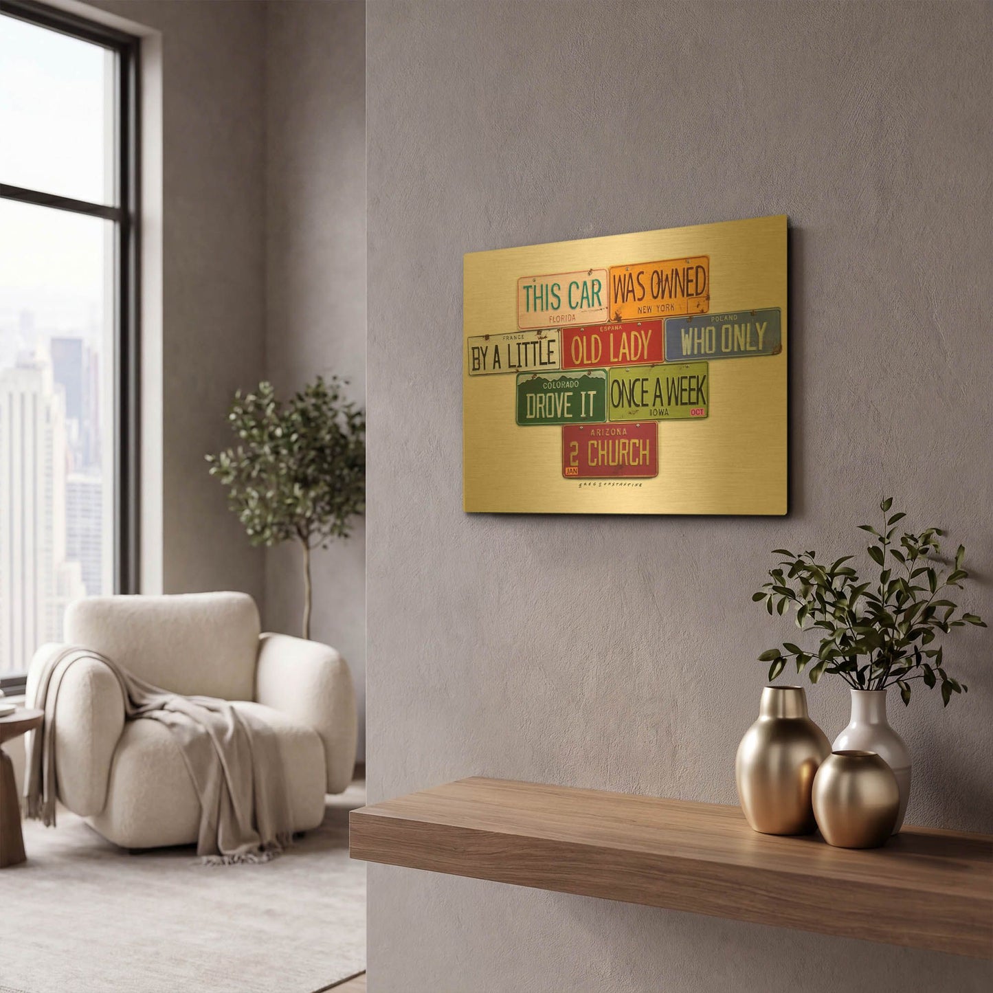 'Little Old Lady' By Gregory Constantine Gold Metal Wall Art