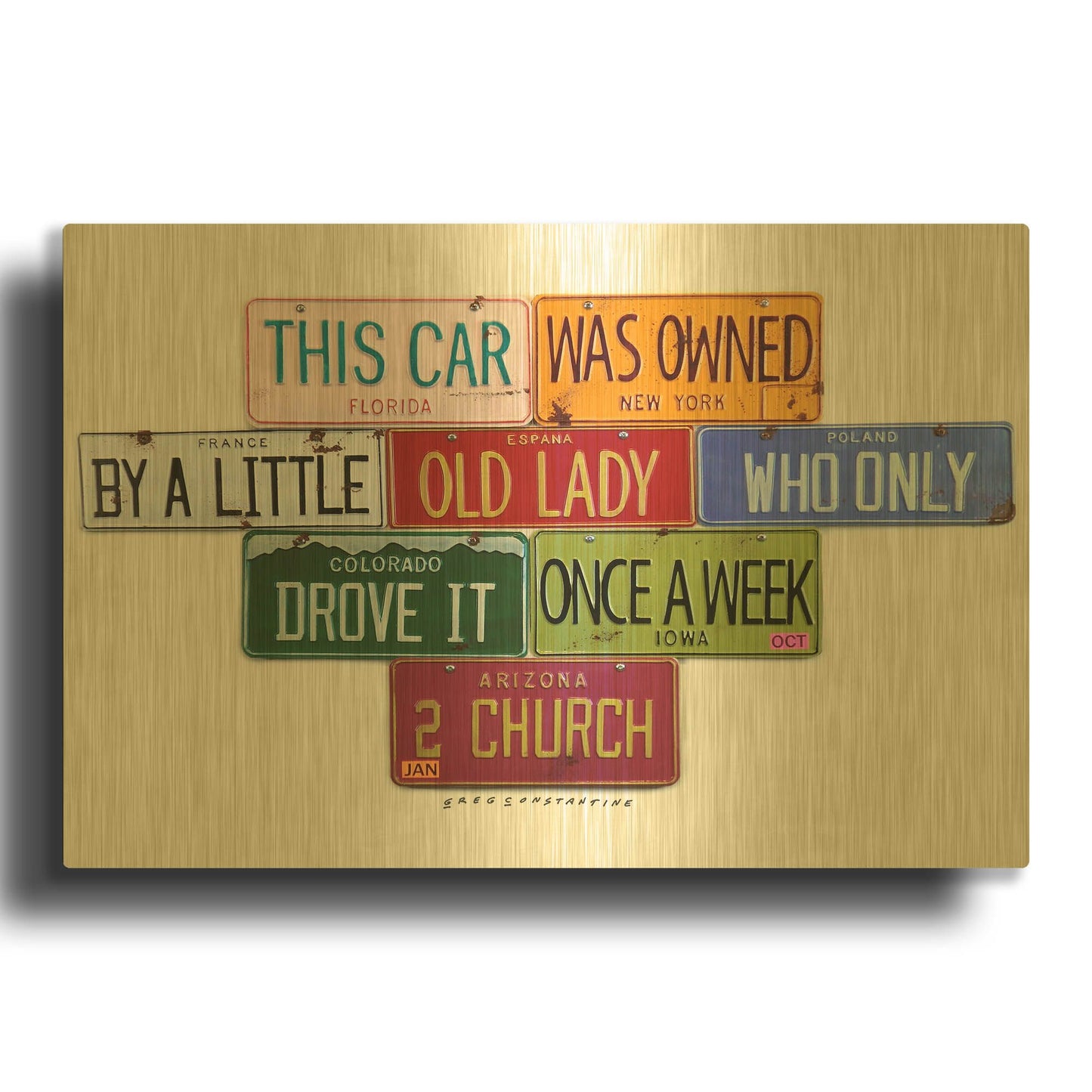 'Little Old Lady' By Gregory Constantine Gold Metal Wall Art