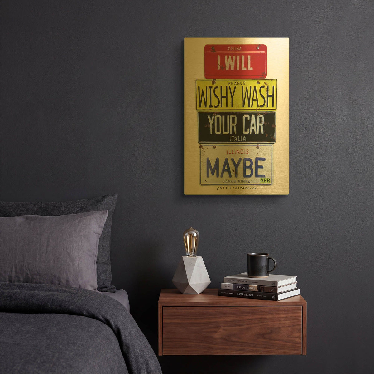 'Kinz Wishy Wash Your Car' By Gregory Constantine Gold Metal Wall Art