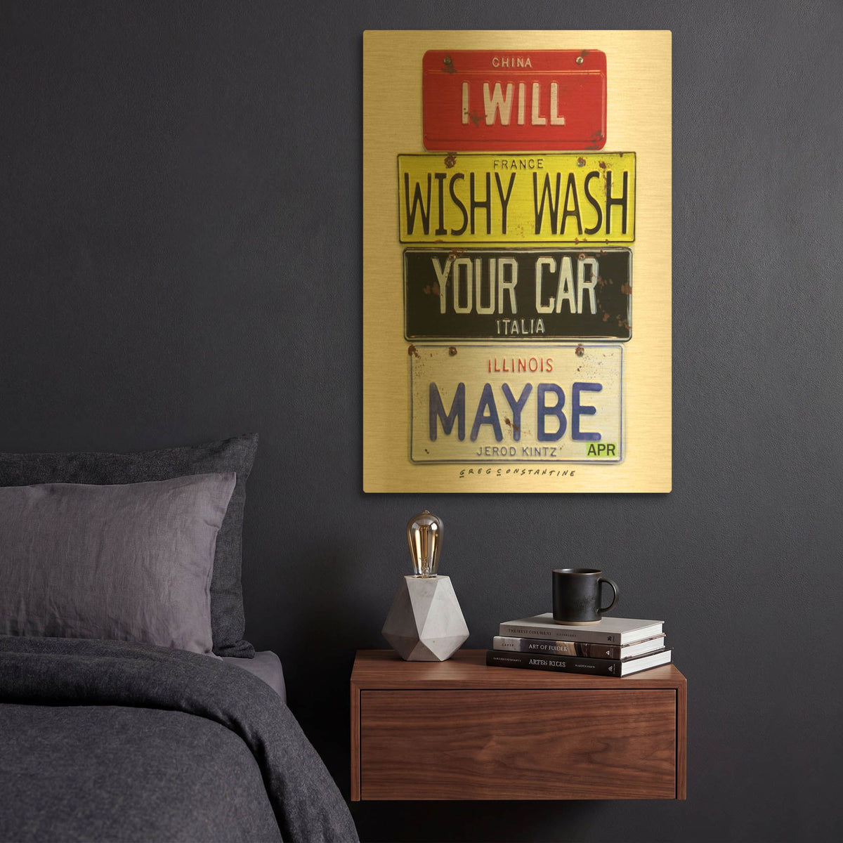 'Kinz Wishy Wash Your Car' By Gregory Constantine Gold Metal Wall Art