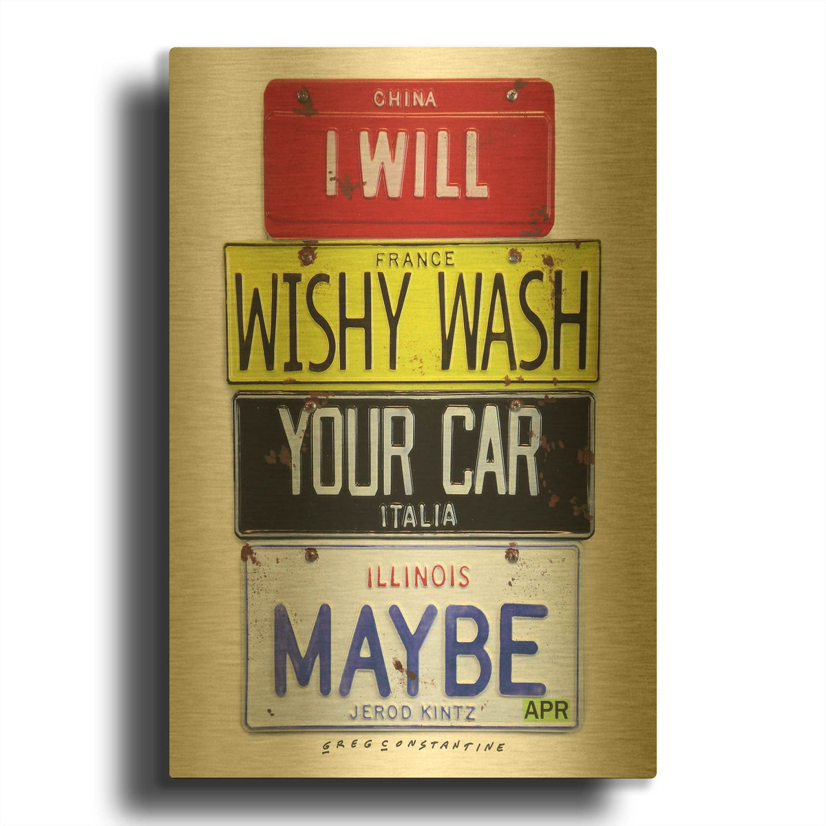 'Kinz Wishy Wash Your Car' By Gregory Constantine Gold Metal Wall Art