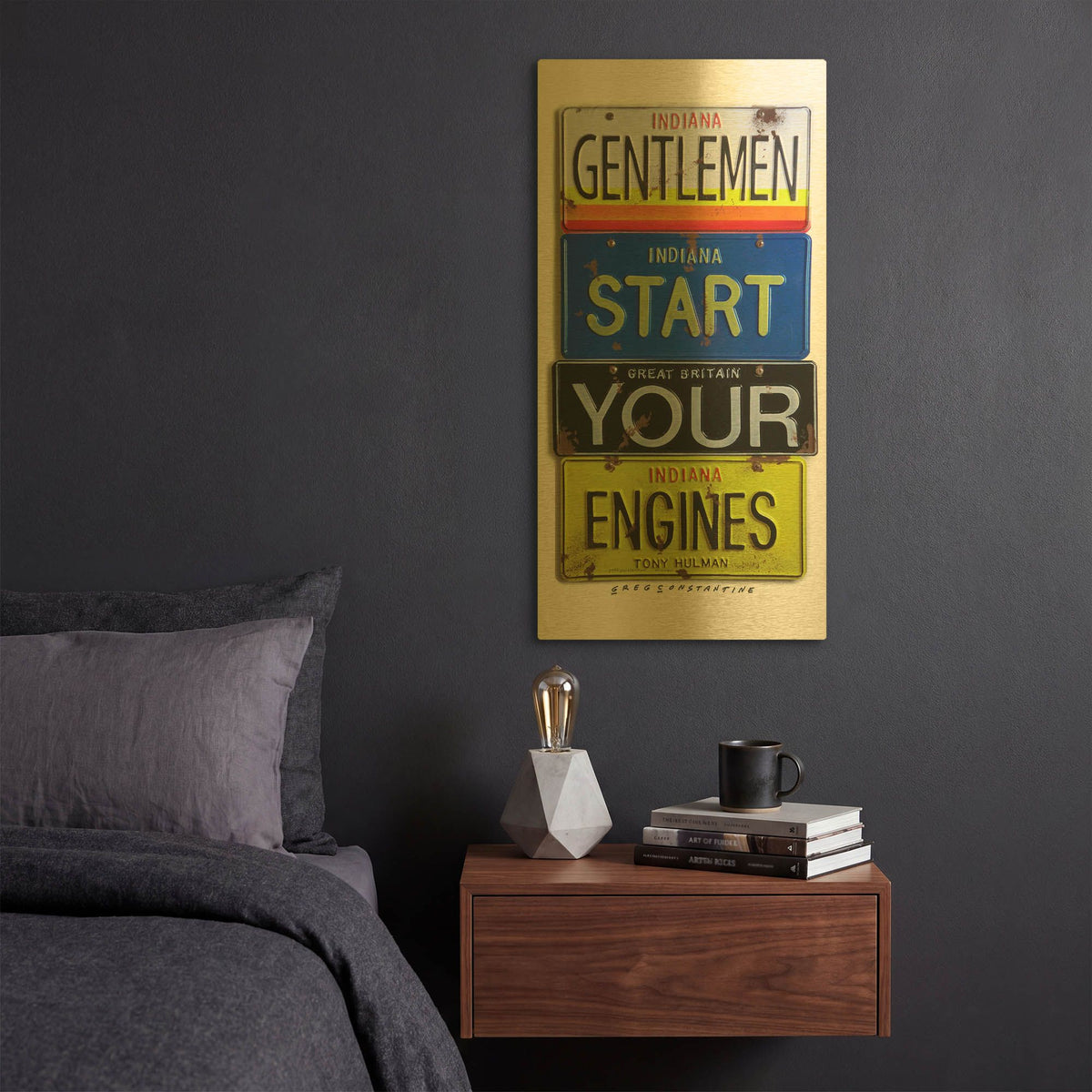 'Hulman Start Your Engines' By Gregory Constantine Gold Metal Wall Art