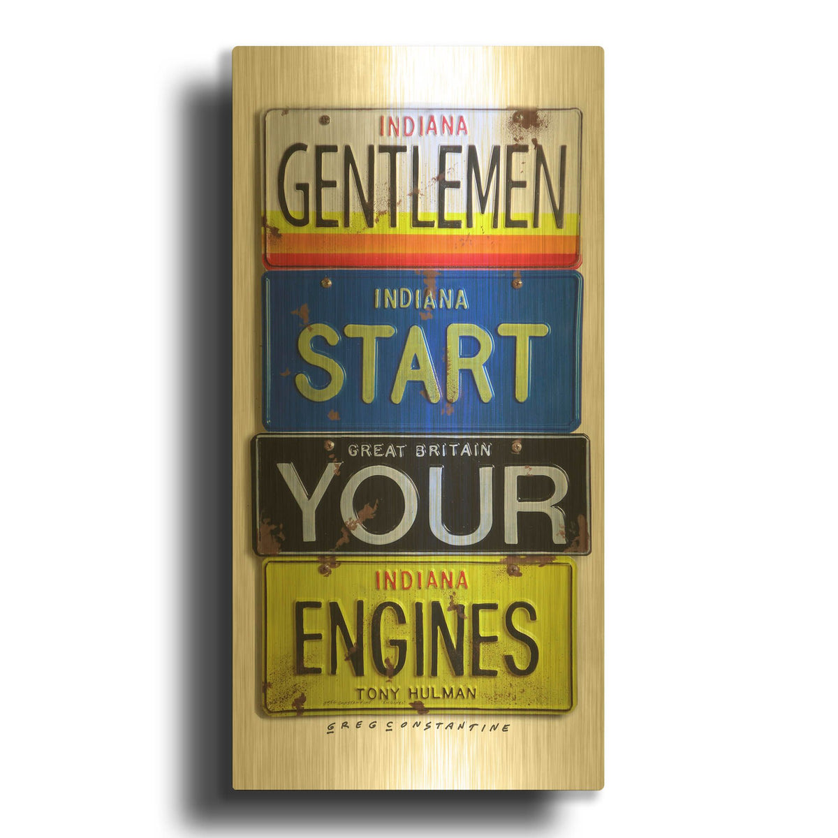 'Hulman Start Your Engines' By Gregory Constantine Gold Metal Wall Art