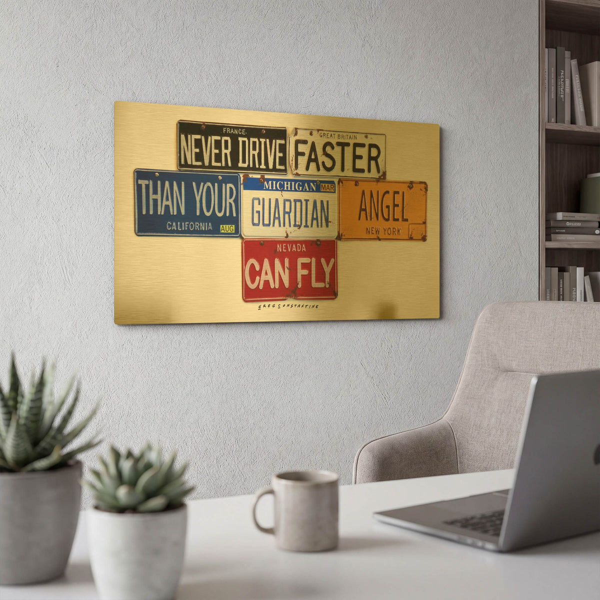 'Guardian Angel' By Gregory Constantine Gold Metal Wall Art