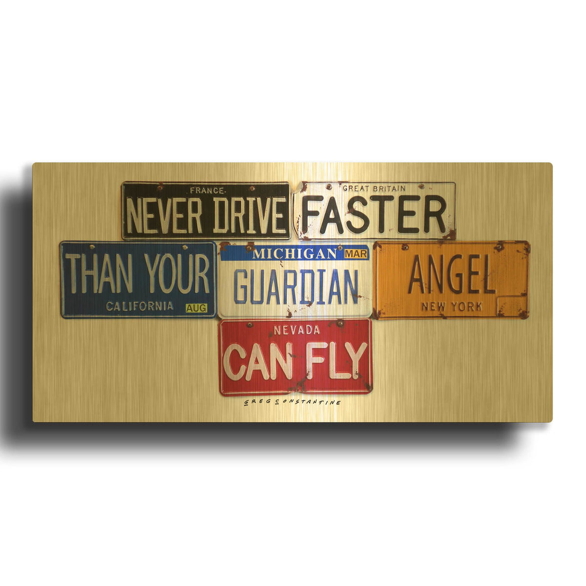 'Guardian Angel' By Gregory Constantine Gold Metal Wall Art