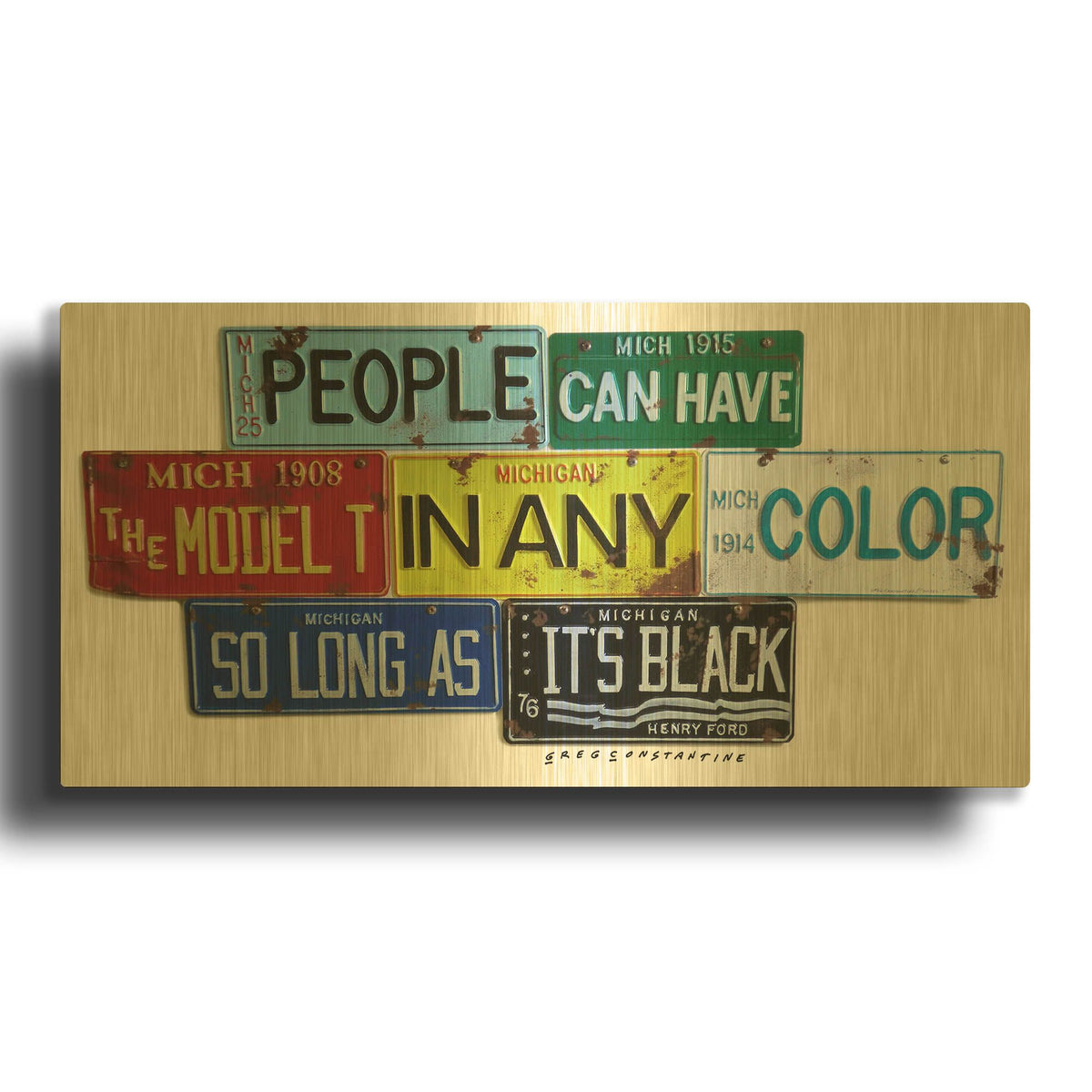 'Ford Model T In Black' By Gregory Constantine Gold Metal Wall Art