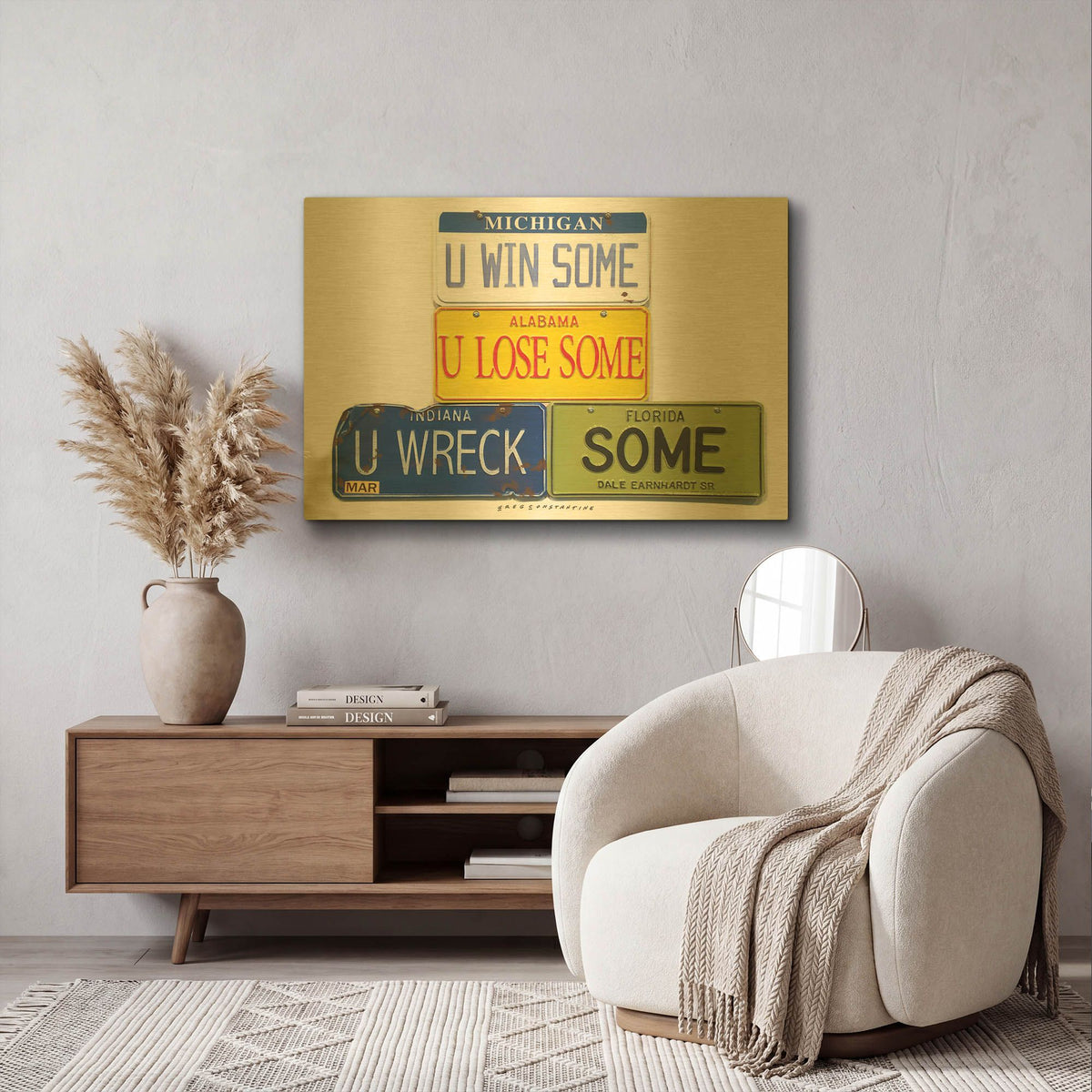 'Earnhardt U Wreck Some' By Gregory Constantine Gold Metal Wall Art