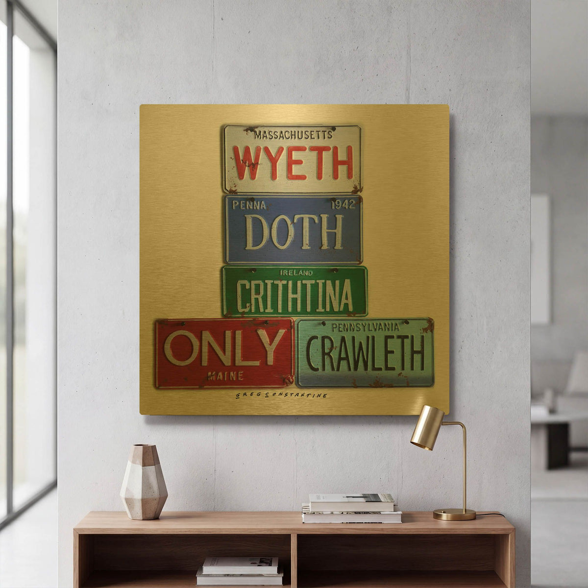 'Wyeth Chrithtina' By Gregory Constantine Gold Metal Wall Art