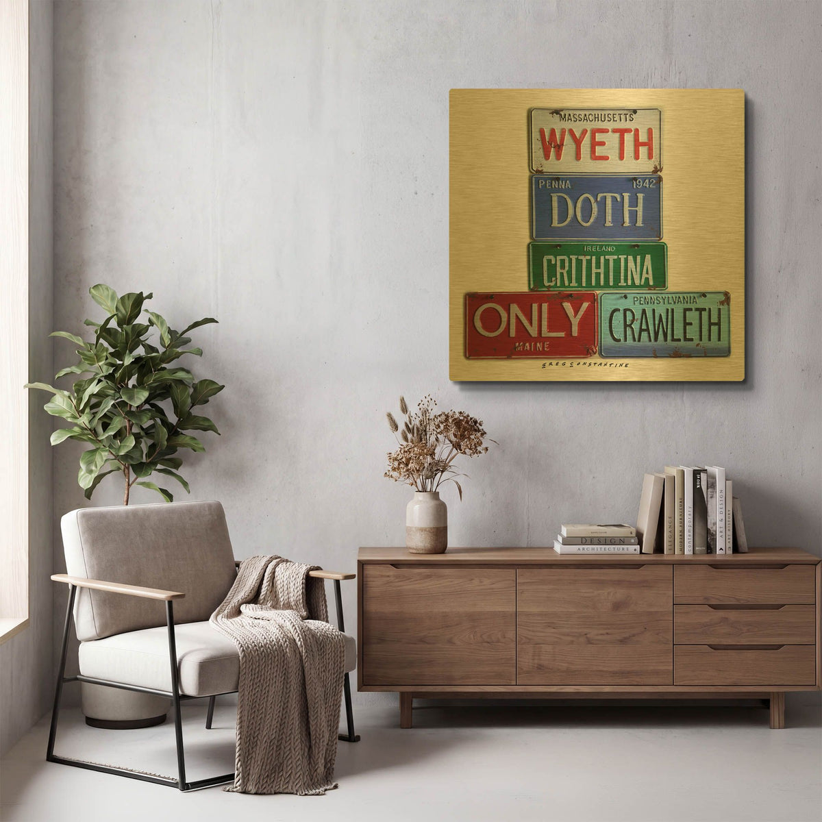 'Wyeth Chrithtina' By Gregory Constantine Gold Metal Wall Art