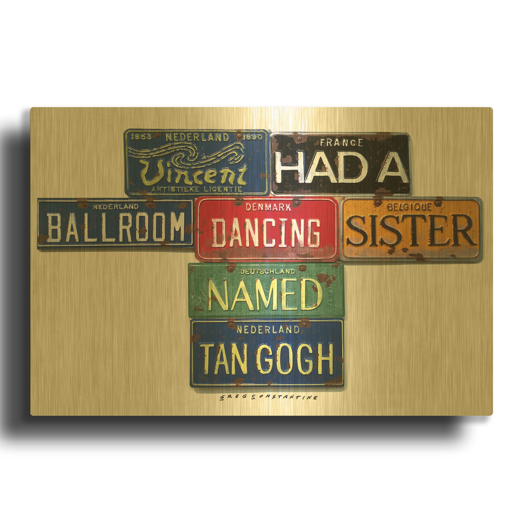 'Vincent Tan Gogh' By Gregory Constantine Gold Metal Wall Art