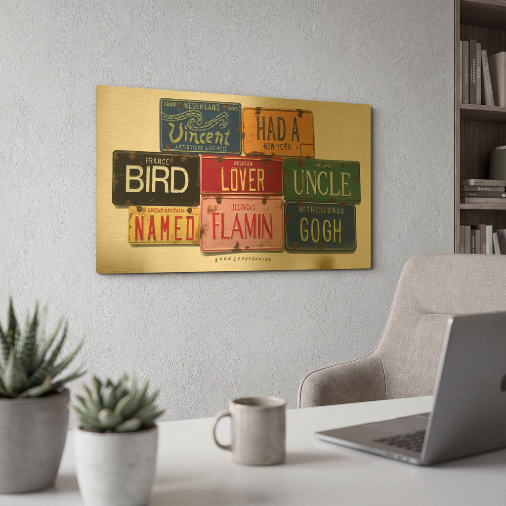 'Vincent Flamin Gogh' By Gregory Constantine Gold Metal Wall Art