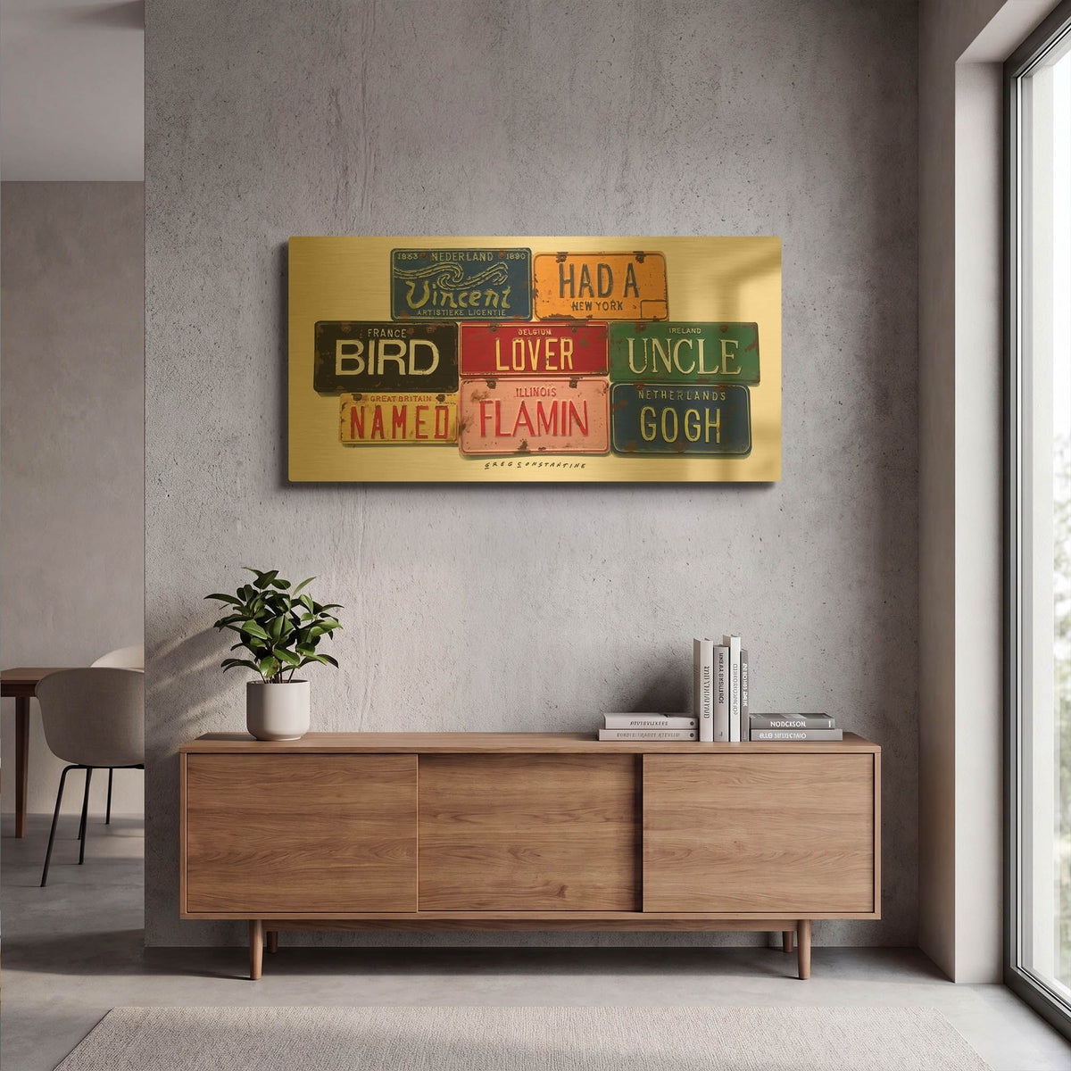 'Vincent Flamin Gogh' By Gregory Constantine Gold Metal Wall Art