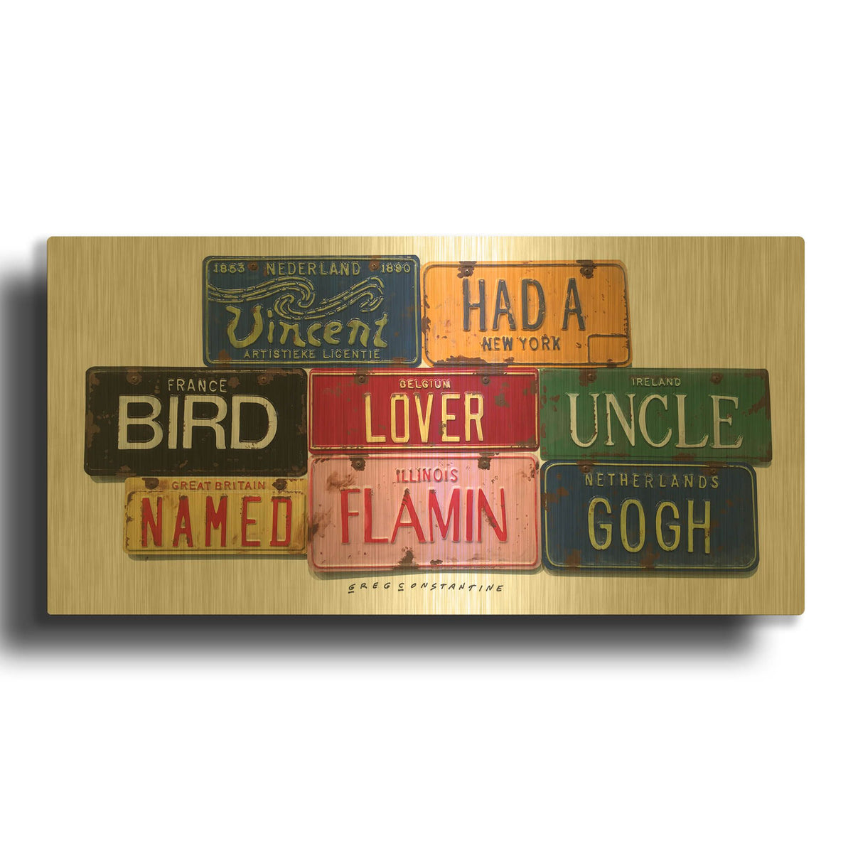 'Vincent Flamin Gogh' By Gregory Constantine Gold Metal Wall Art
