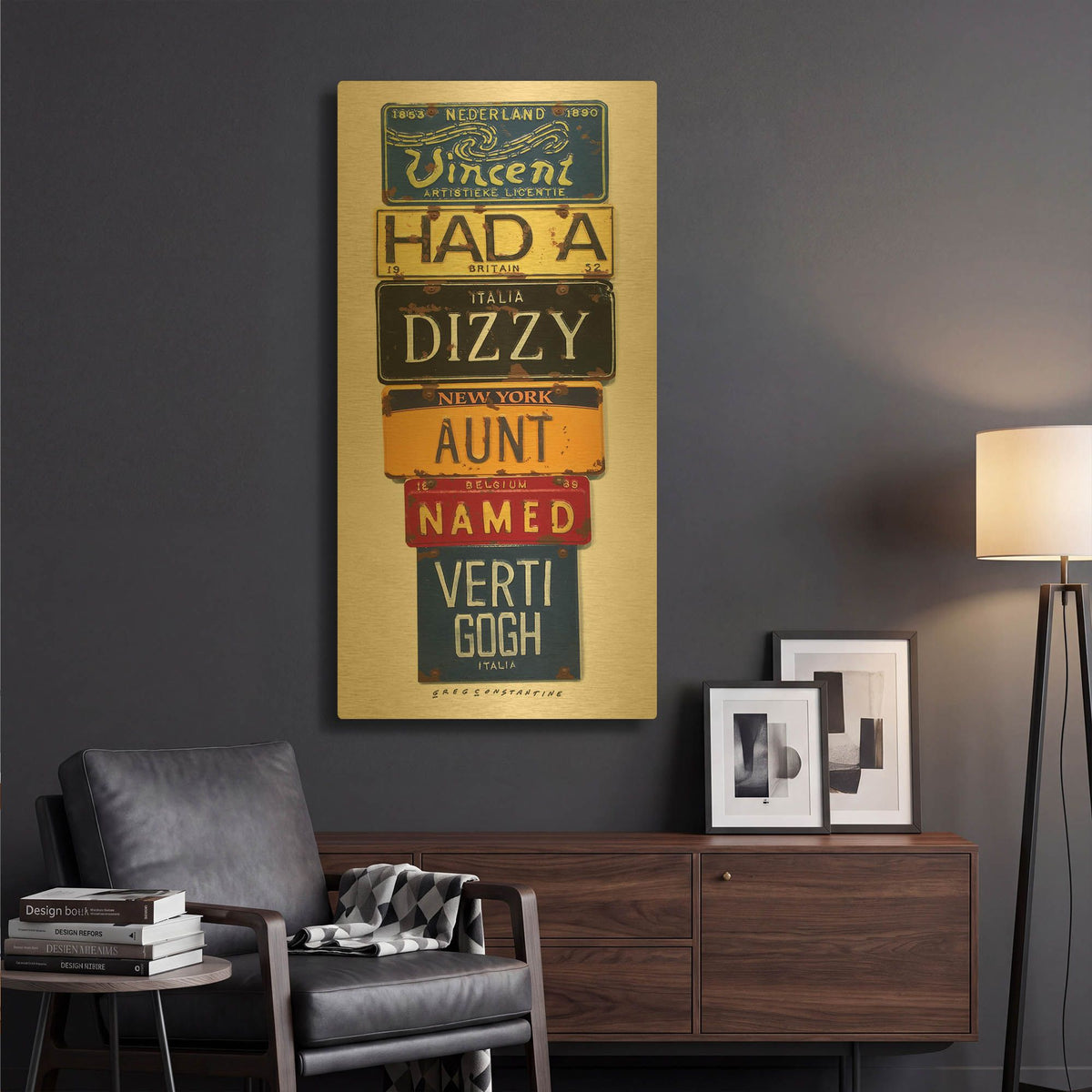 'Vincent Dizzy Aunt' By Gregory Constantine Gold Metal Wall Art