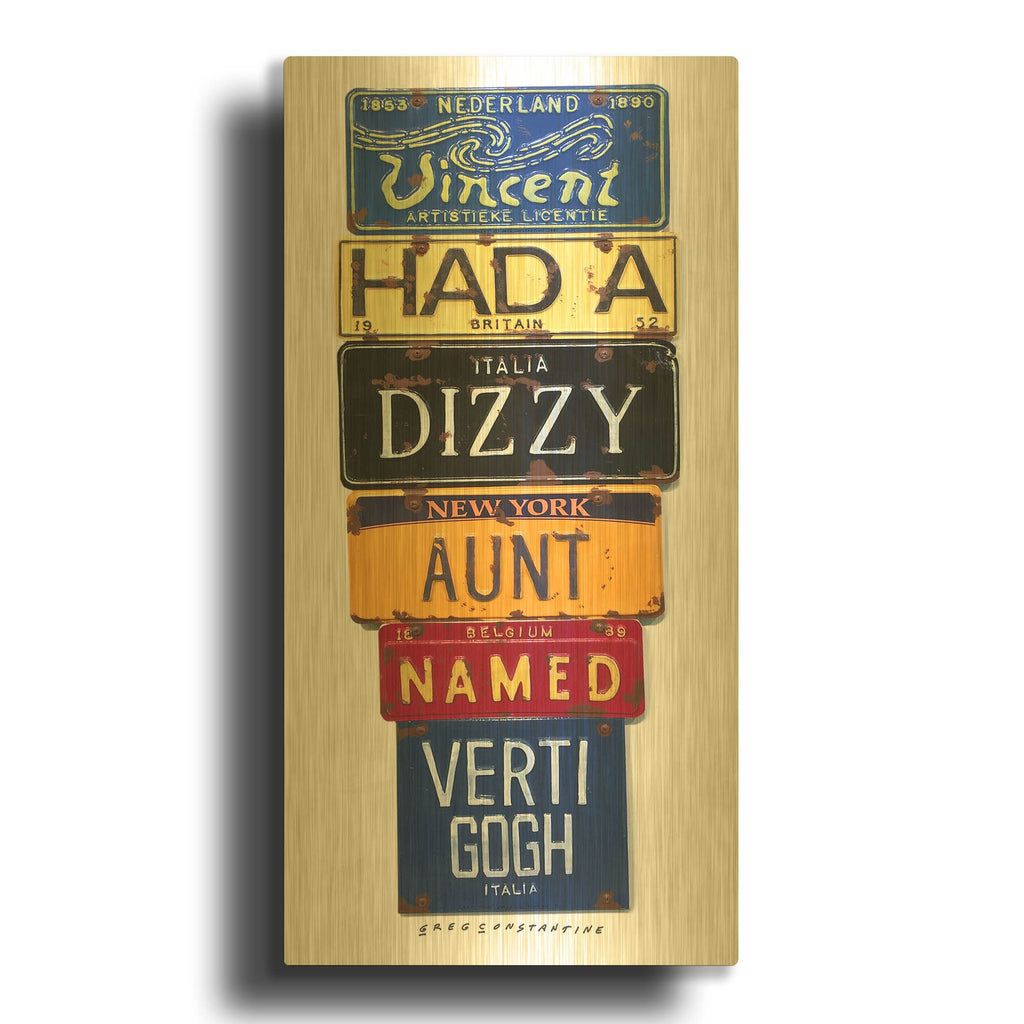'Vincent Dizzy Aunt' By Gregory Constantine Gold Metal Wall Art