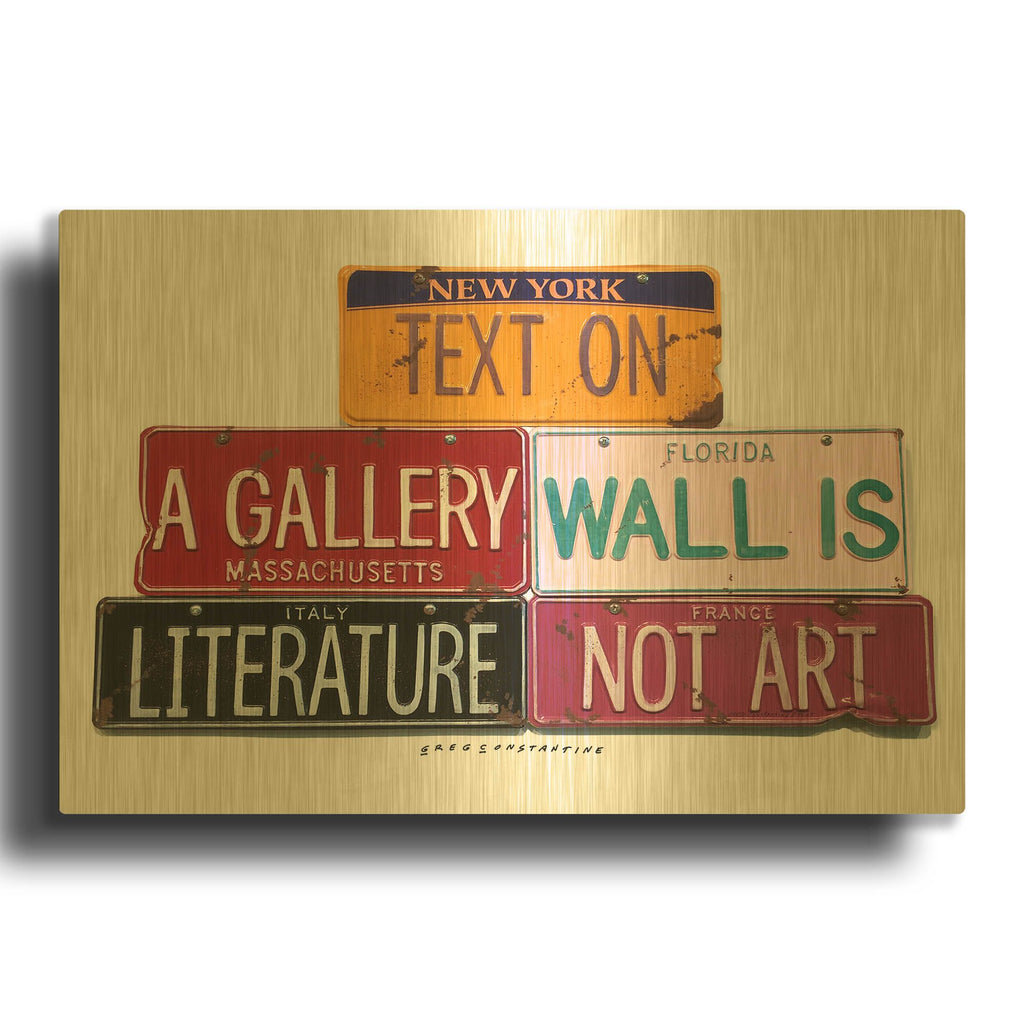 'Text On Gallery Wall' By Gregory Constantine Gold Metal Wall Art