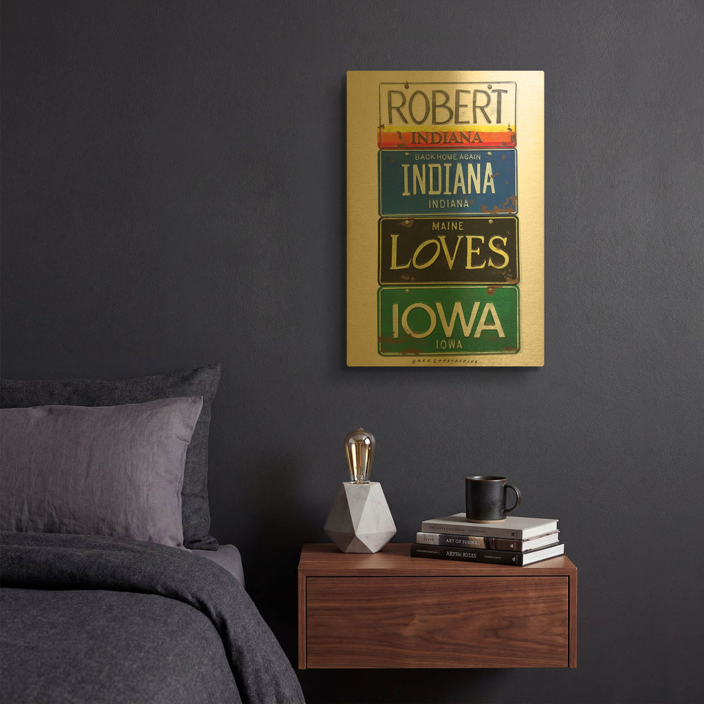 'Robert Indiana' By Gregory Constantine Gold Metal Wall Art