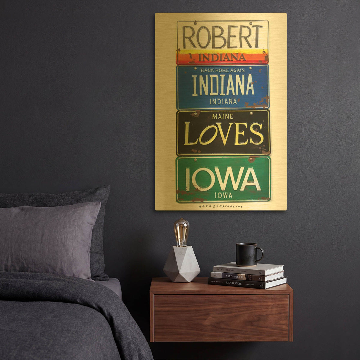 'Robert Indiana' By Gregory Constantine Gold Metal Wall Art