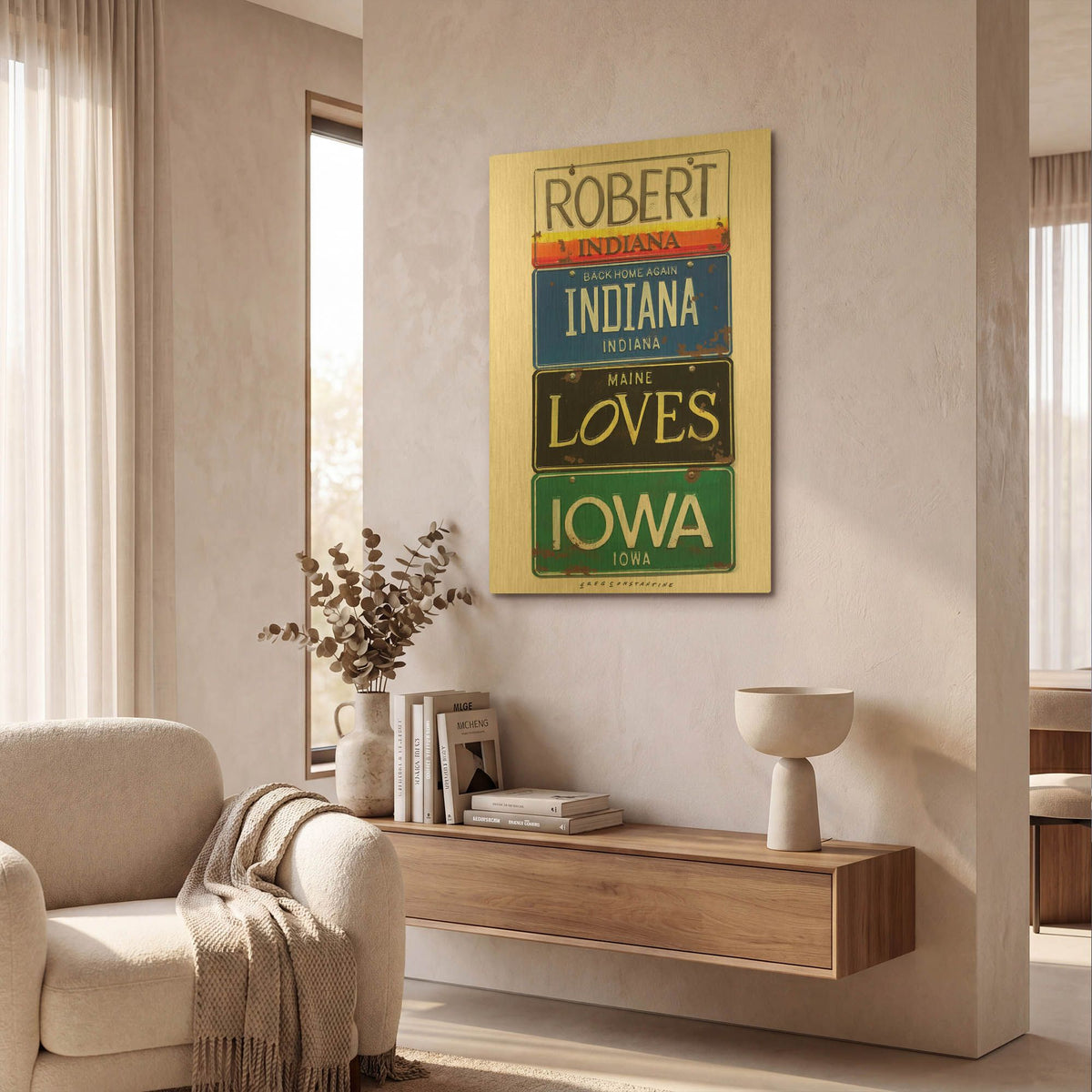 'Robert Indiana' By Gregory Constantine Gold Metal Wall Art