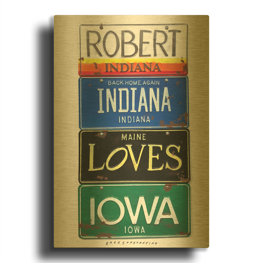 'Robert Indiana' By Gregory Constantine Gold Metal Wall Art