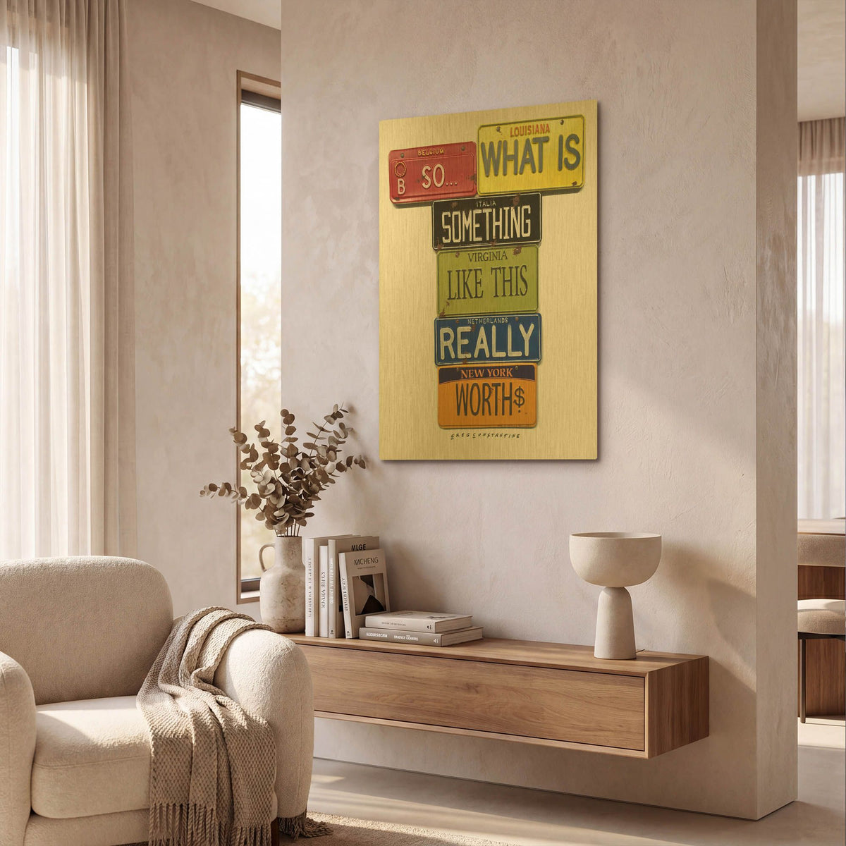 'Really Worth' By Gregory Constantine Gold Metal Wall Art