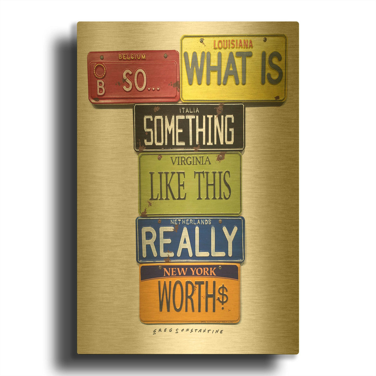 'Really Worth' By Gregory Constantine Gold Metal Wall Art