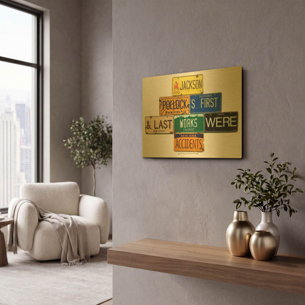 'Pollock Accidents' By Gregory Constantine Gold Metal Wall Art