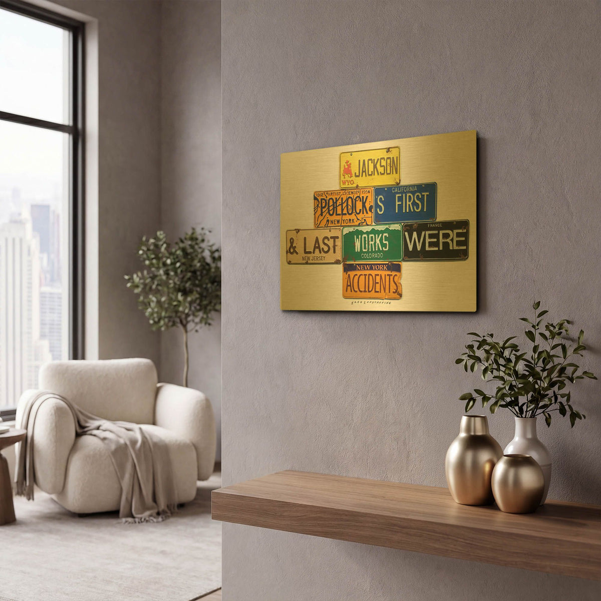 'Pollock Accidents' By Gregory Constantine Gold Metal Wall Art