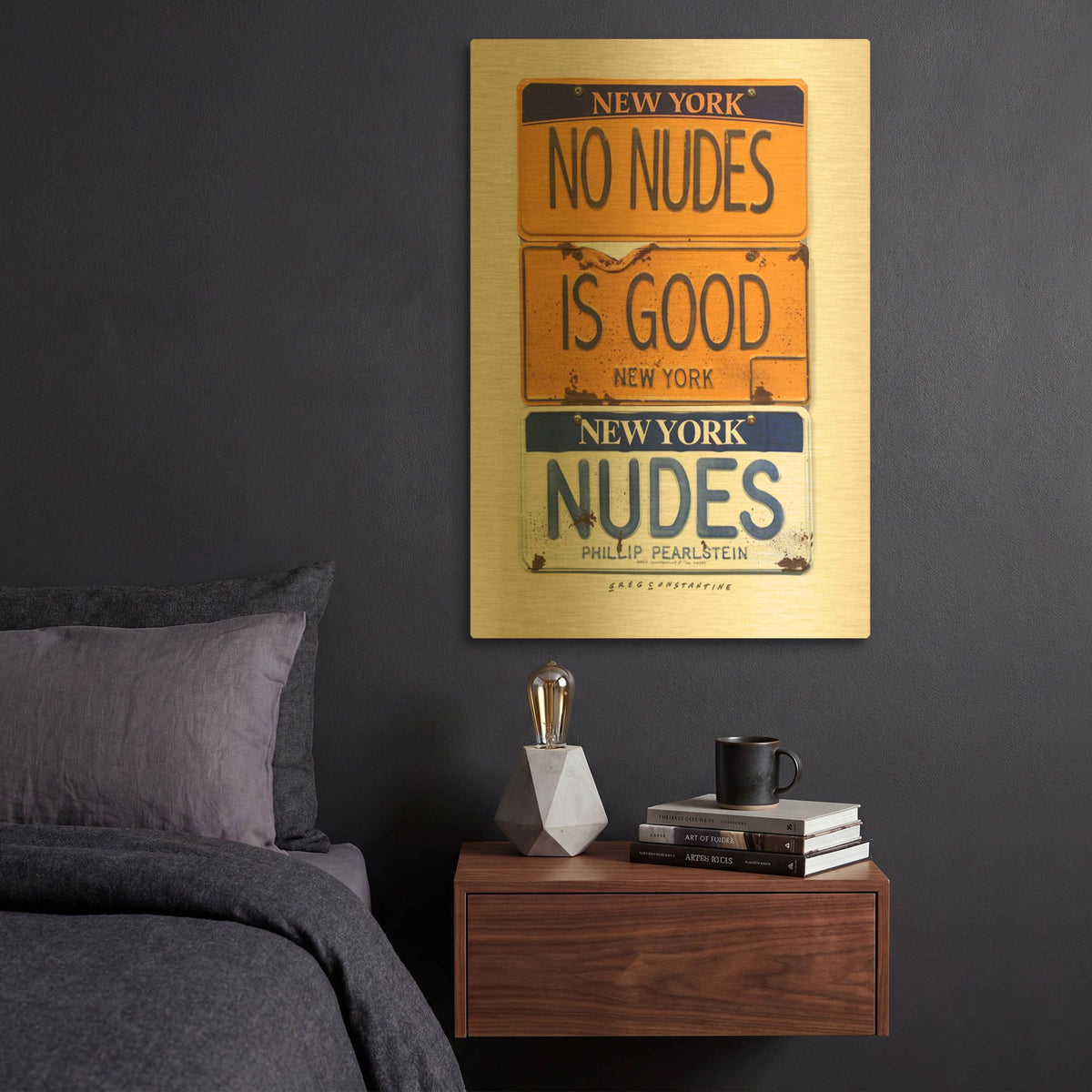 'No Nudes' By Gregory Constantine Gold Metal Wall Art