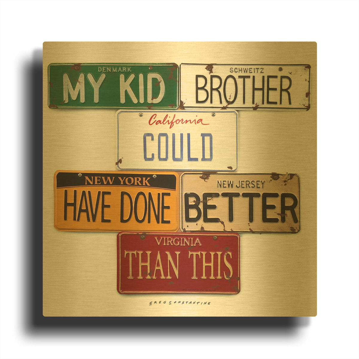'My Kid Brother' By Gregory Constantine Gold Metal Wall Art