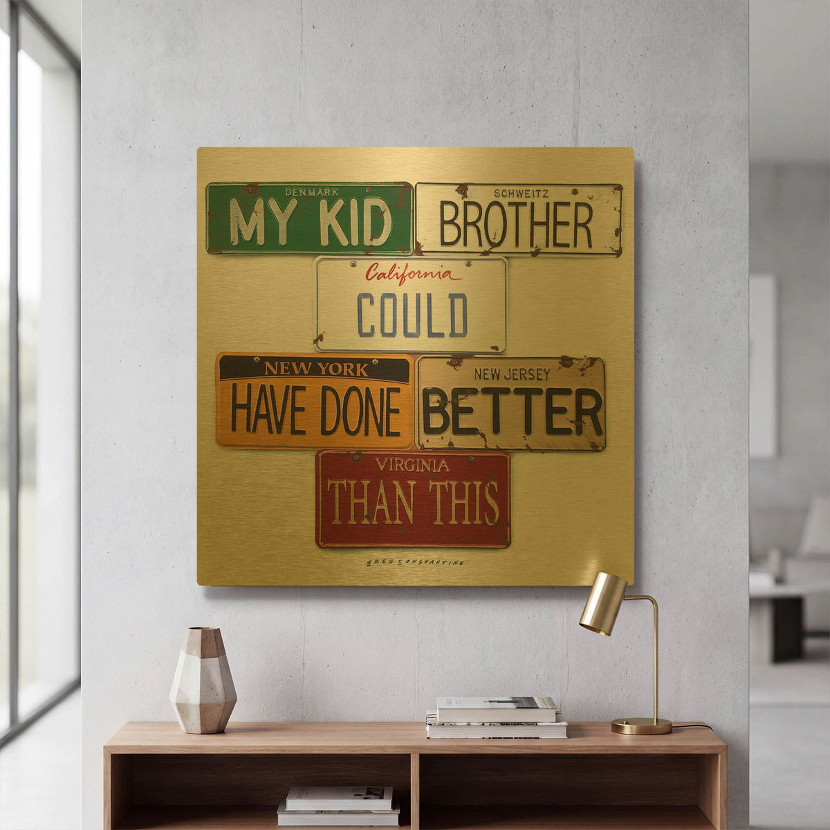 'My Kid Brother' By Gregory Constantine Gold Metal Wall Art