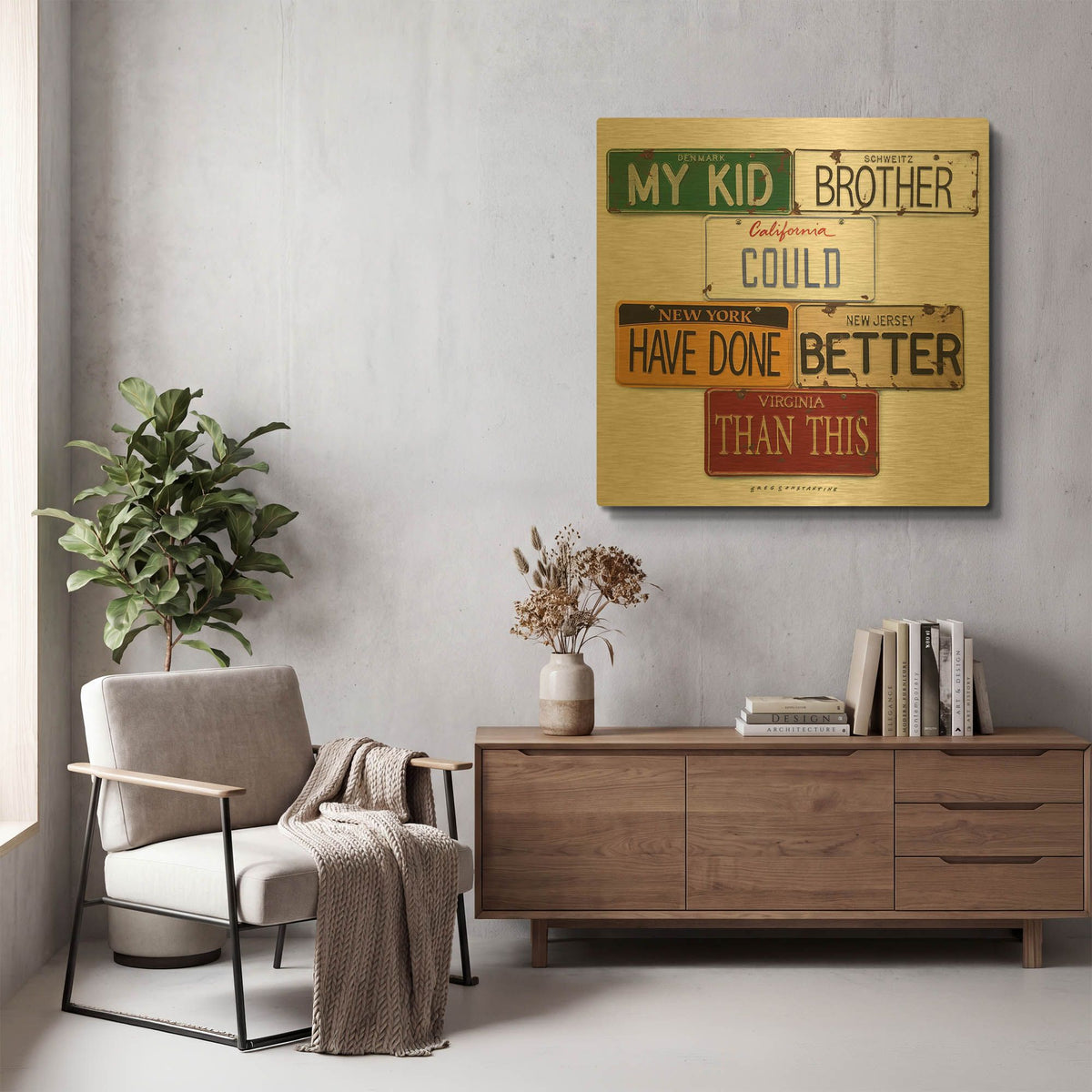 'My Kid Brother' By Gregory Constantine Gold Metal Wall Art