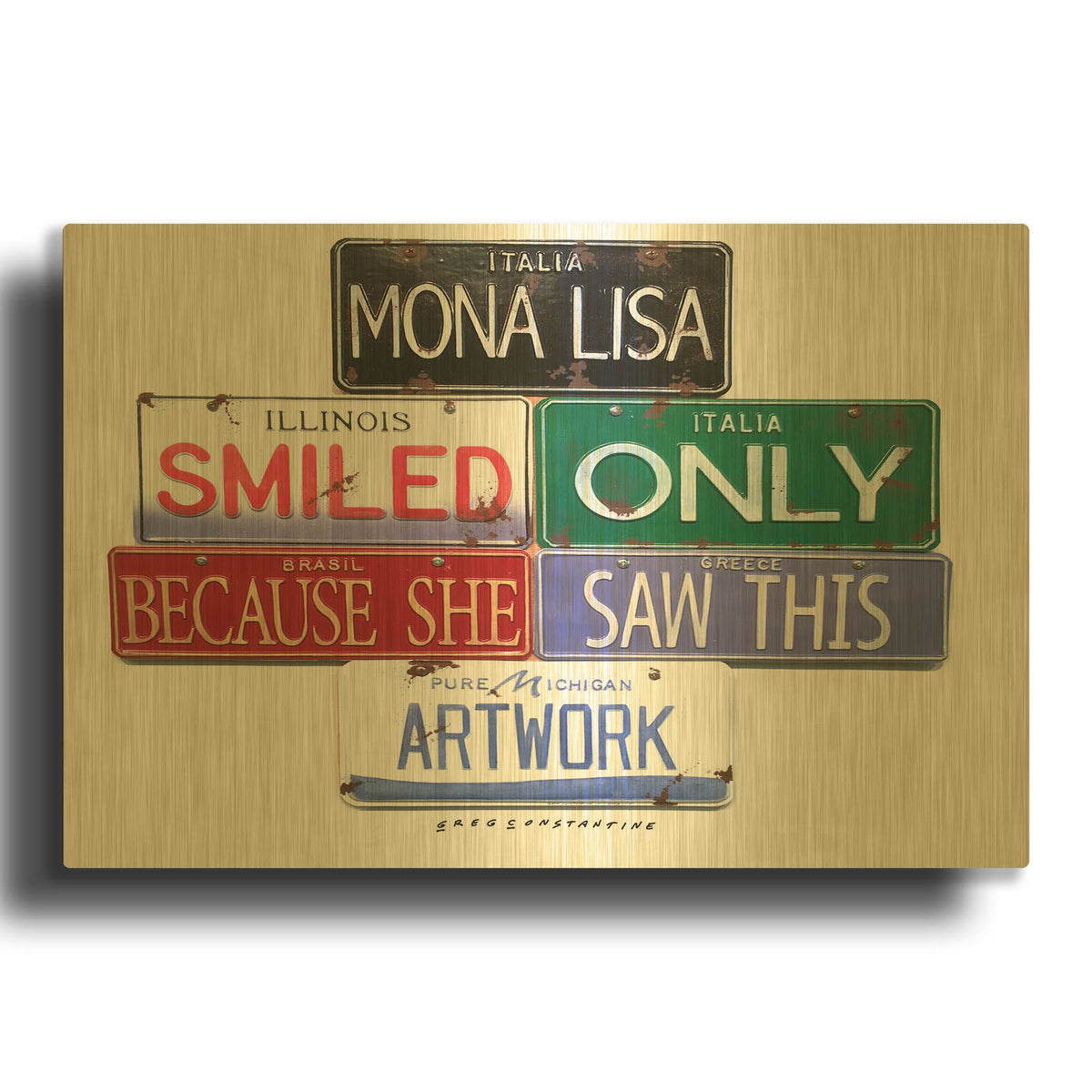 'Mona Lisa Smiled' By Gregory Constantine Gold Metal Wall Art
