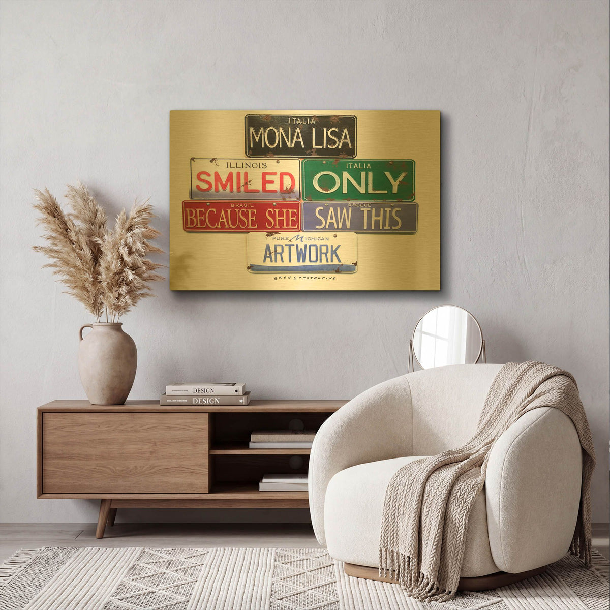 'Mona Lisa Smiled' By Gregory Constantine Gold Metal Wall Art