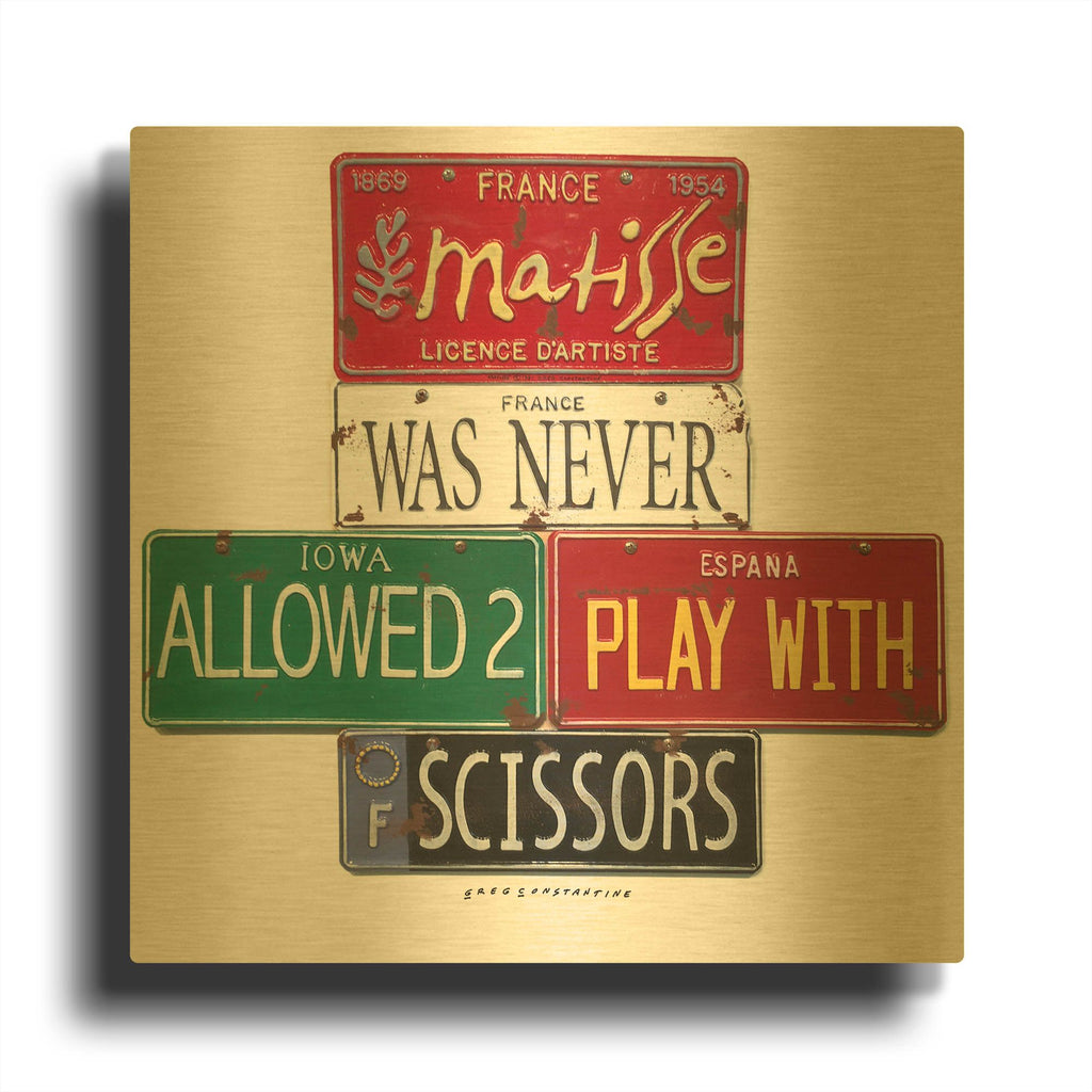 'Matisse Scissors' By Gregory Constantine Gold Metal Wall Art