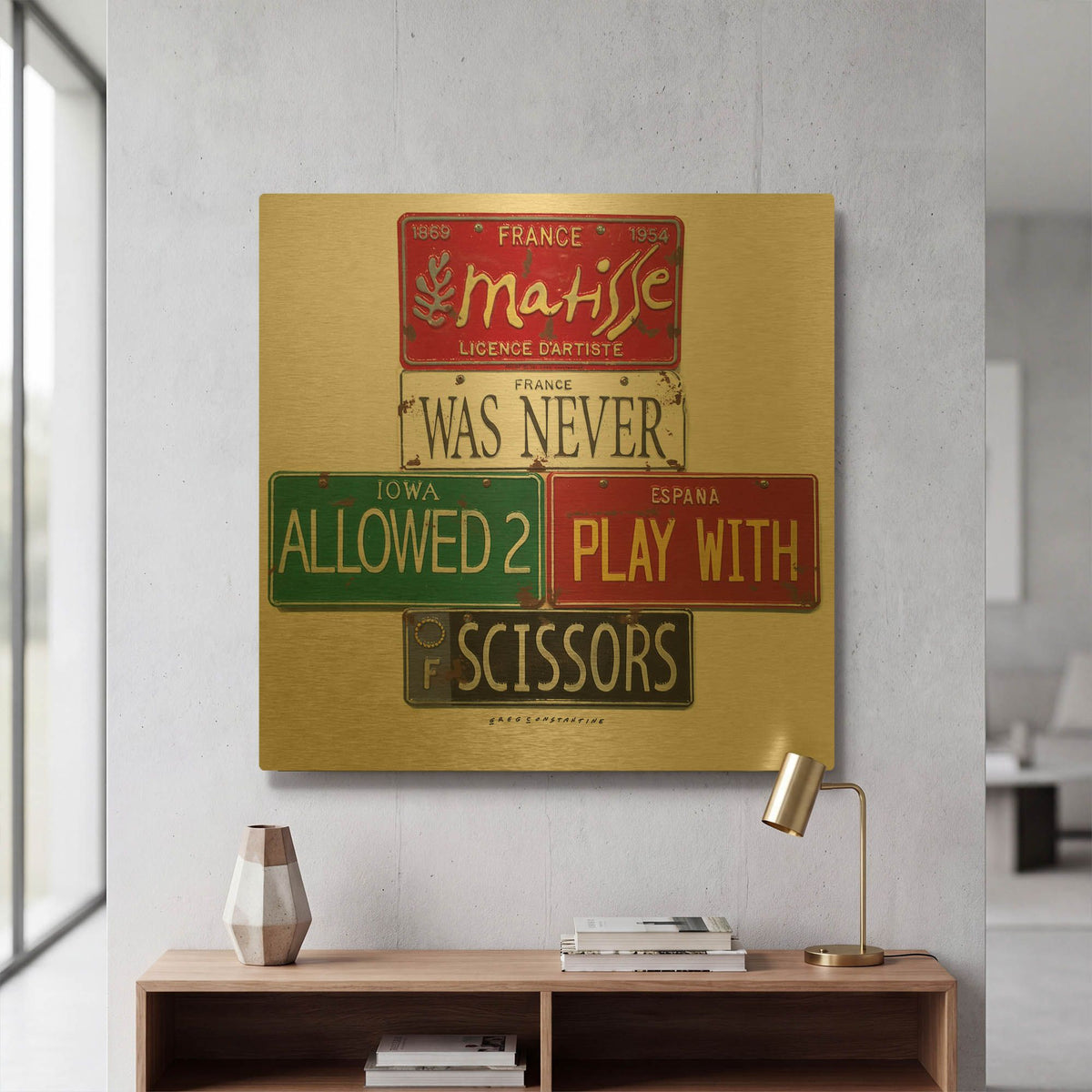 'Matisse Scissors' By Gregory Constantine Gold Metal Wall Art