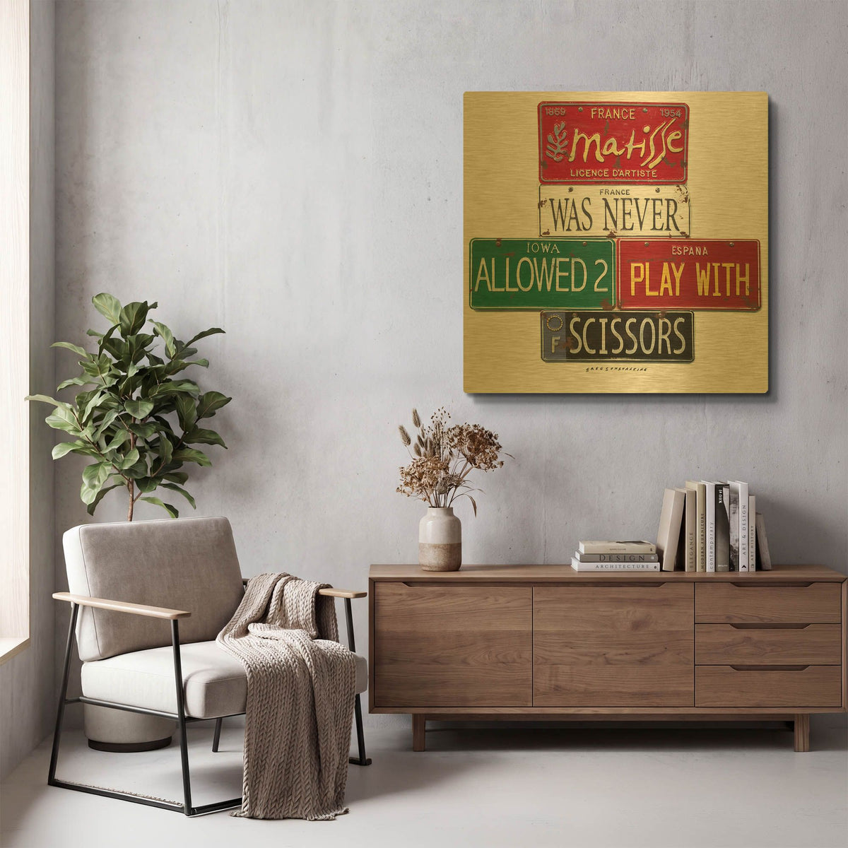 'Matisse Scissors' By Gregory Constantine Gold Metal Wall Art